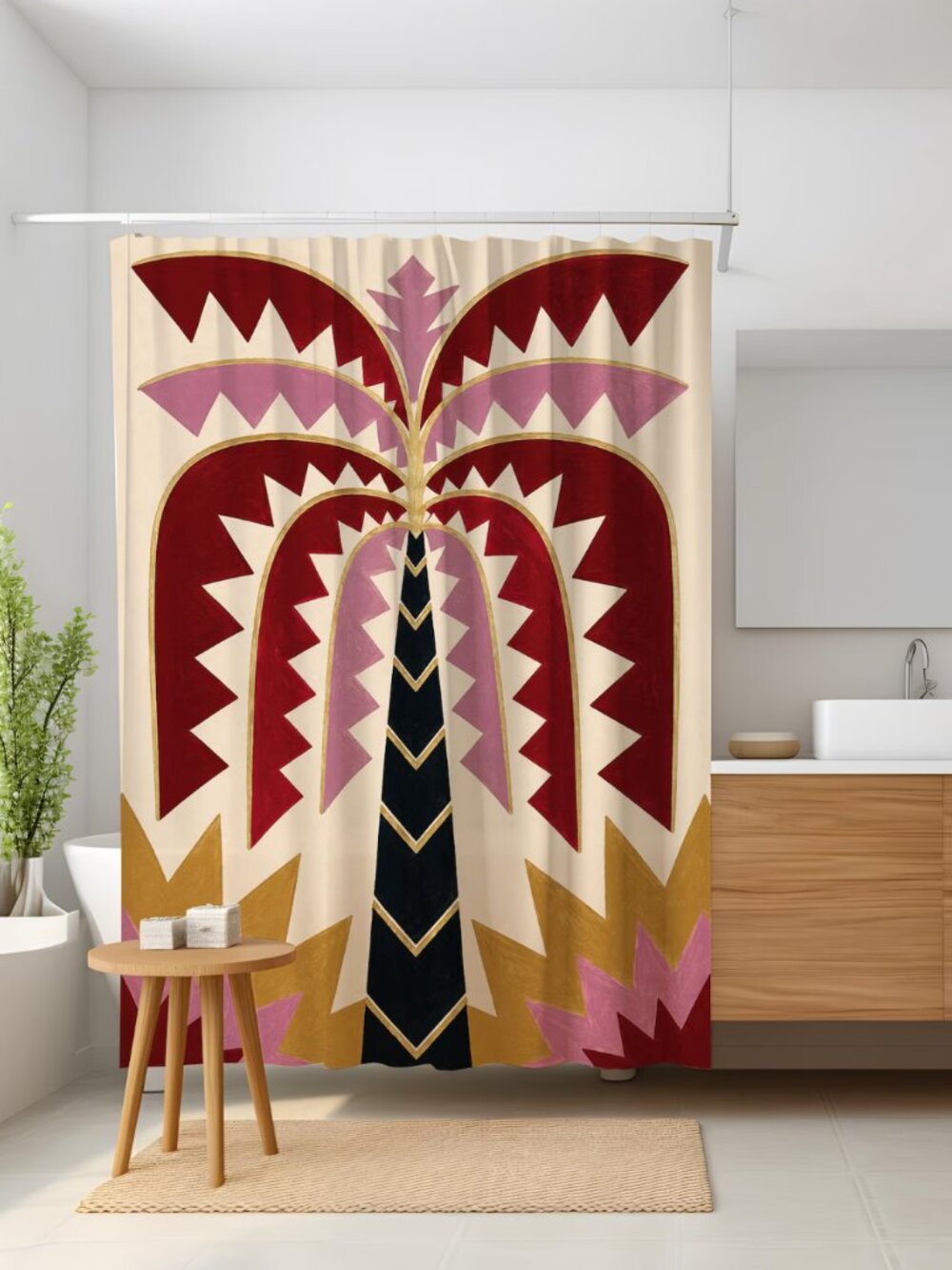 Brand New - Art Deco Palm Tree Shower Curtain
